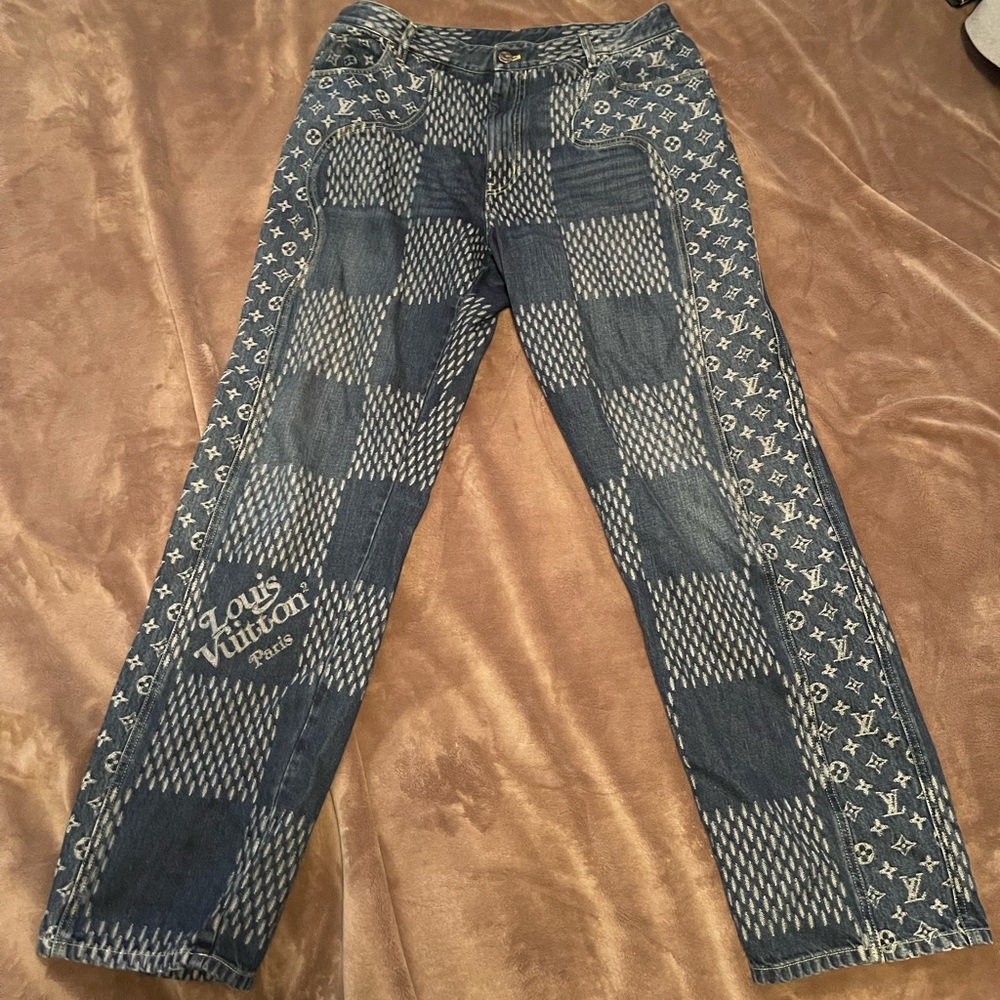 Louis Vuitton x Nigo Giant Damier Waves MNGM Denim Pants